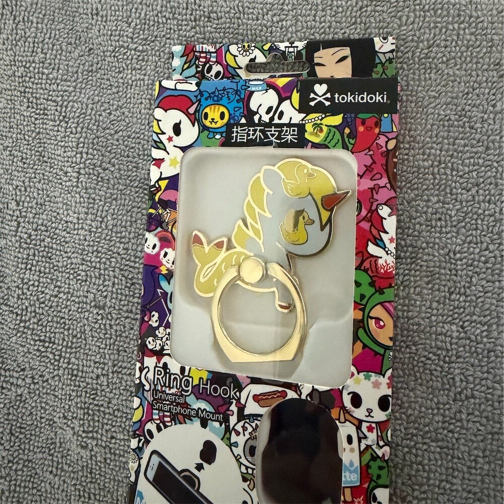 tokidoki Patita Mermicorno Phone Ring Hook Finger Grip Stand Gold Tone